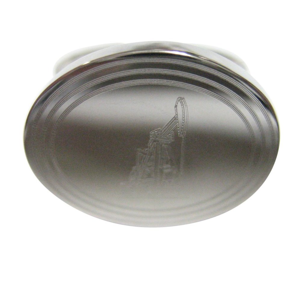 Silver Toned Etched Oval Detailed Oil Drill Ring